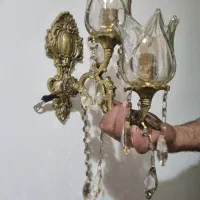 جفت دیوار کوب برنجی و یک دیوارکوب طلایی