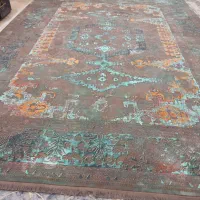فرش ۹ متری ۱۲۰۰ شانه محتشم سبز آبی نو