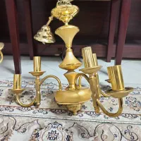 یک جفت لوستر برنز سه شاخه شش شعله نورسازان