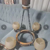 لوستر ۴ شعله چوب و فلز