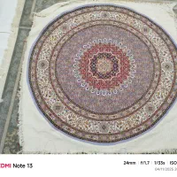 فرش دستبافت گرد 1.5*1.5گل ابریشم|فرش|بیرجند, |دیوار