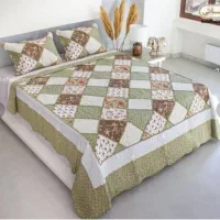 رو تختی تک نفره طرح سنتی رنگ سبز خوشگل