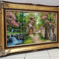 تابلو فرش دستبافت تبریز/ چله ابریشم کوچه باغ بهار