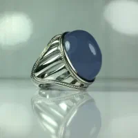 انگشتر نقره سوپر ستونی عقیق کبود یمنی