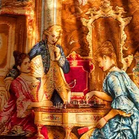 تابلوفرش دستباف ابریشم طرح شاعر جوان (شطرنج باز)|تابلو فرش|محمدیه-قزوین, |دیوار