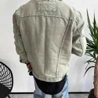 کت جین باکسی رنگ سبز روشن اورجینال