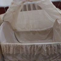 گهواره فلزی چرخ دار تاشو بادو نوع روکش|تخت و سرویس خواب|الوند, |دیوار