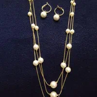 نیم ست گردنی و گوشواره مروارید ژوپینگ