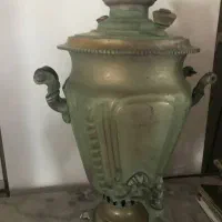 سماور ذغالی اصل روسی، پارچ وآفتابه مسی، هاون برنجی