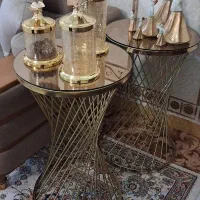 میز عسلی فلزی طلایی نو