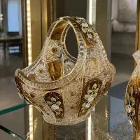 سبد کریستال چک آلیش (طلاکوب و گل‌برجسته)