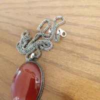 گردنبند عقیق اصل و درشت رکاب نقره