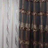 پرده توری طلاکوب ۱۵ متر همراه دو عدد دکوری