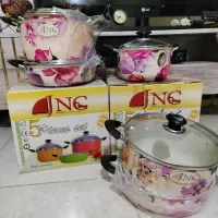 دو سرویس قابلمه گلدار 5 پارچه