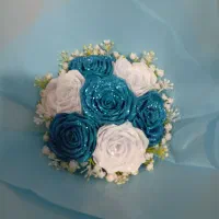 گل ربانی دورنگ آبی و سفید خوشگلمون|گل مصنوعی|خوی, |دیوار