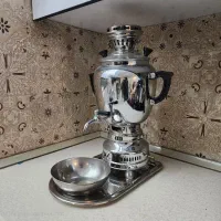 سماور گازی برند یوسفیان+سینی استیل+کاسه|سماور، چای‌ساز، قهوه‌ساز|گرمدره, |دیوار