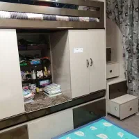 تخت و سرویس خواب،تخت خواب دو طبقه کمد و کتابخانه