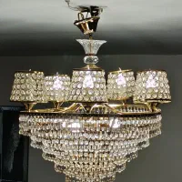 لوستر کریستالی چندطبقه|لوستر و چراغ آویز|ازنا, |دیوار