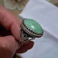 انگشتر نقره قدیمی و فیروزه اصل بدون رگه