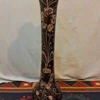 گلدان پایه بلند شیشه ای مشکی