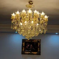 لوستر ۱۶ شاخه رنگ شامپاینی بسیار زیبا