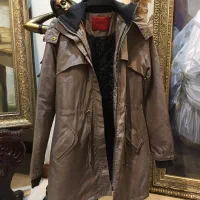 بارانی پالتو توسی مشکی دخترانه خارجی ۳۸ کلاه دار