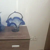 ظروف شیشه آبی قدیمی