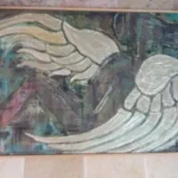 یک نقاشی رنگ روغن روی بوم است