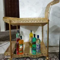 میز بار طلایی رنگ ثابت آینه ای