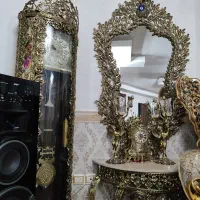 ساعت و آینه شمعدان برنجی|ساعت دیواری و تزئینی|اقبالیه, |دیوار