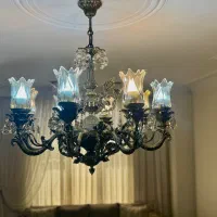 لوستربرنجی ۸شاخه سنگین‌همراه‌لوسترکوچیکتر و اواژور|لوستر و چراغ آویز|تهران, فلاح|دیوار