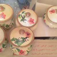 انواع ظروف سفالی گل قرمز