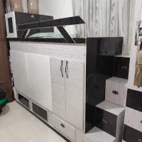 تخت دوطبقه با کمد لباس و کمد و میز تحریر|تخت و صندلی بچه|چابهار, |دیوار