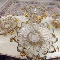 ست ظروف پذیرایی کریستال وبرنجی