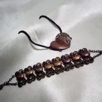 ست دستبند و گلوبند طرح قلب