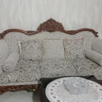 مبل ۷نفره دورو منبت.کاردست.پارچه‌ترک.چوب راش.