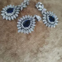 نیم ست نقره قدیمی با نگین یاقوت اصل