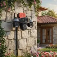 دوربین مداربسته 4لنزه 4تصویر/آژیر دار کنترل زنده