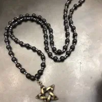 گردنبند مردانه سنگ و پلاک فلزی