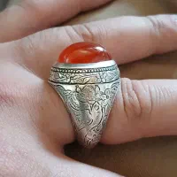 انگشتر تمام قلم باغ بهشت ۳ مهر، سنگ عقیق اصل