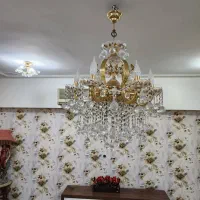 لوستر آب طلا بزرگ و۴تاکوچیک سقفی با ی کوچیک اویز|لوستر و چراغ آویز|اهواز, زیتون کارمندی|دیوار