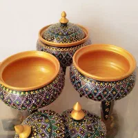 نقطه کوبی بر روی شی های سفالی.|صنایع دستی و سایر لوازم تزئینی|شهرضا, |دیوار