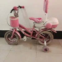 دوچرخه المپیا صورتی دخترانه سایز ۱۲ پشتی بلند