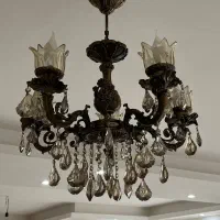 لوستر برنجی ۵ شاخه|لوستر و چراغ آویز|چالوس, |دیوار