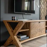 ساخت میز تلویزیون چوبی طراحی سفارشی