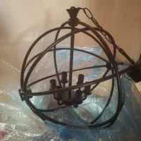 دو عدد لوستر گرد قطر 45 شش شعله رنگ مشکی کوره ای