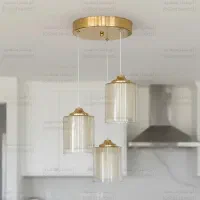 لوستر مدرن اویز حبابی آشپزخانه اتاق راهرو سه رنگ