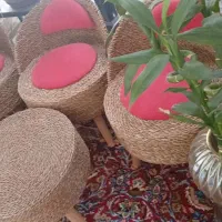 میز وصندلی حصیری در حد نو