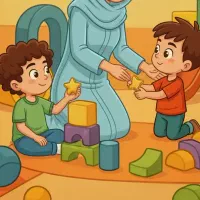 مربی خانم کار در خانه بازی
