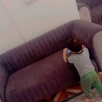 مبل هفت نفره صدفی و جلو مبلی چوبی